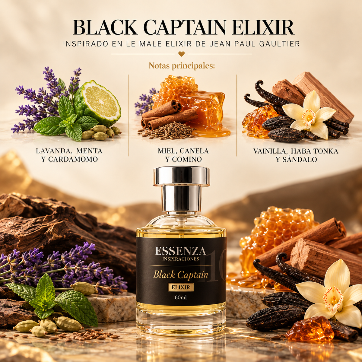 Black Captain Elixir / Inspirado en Le Male Elixir - Jean Paul Gaultier