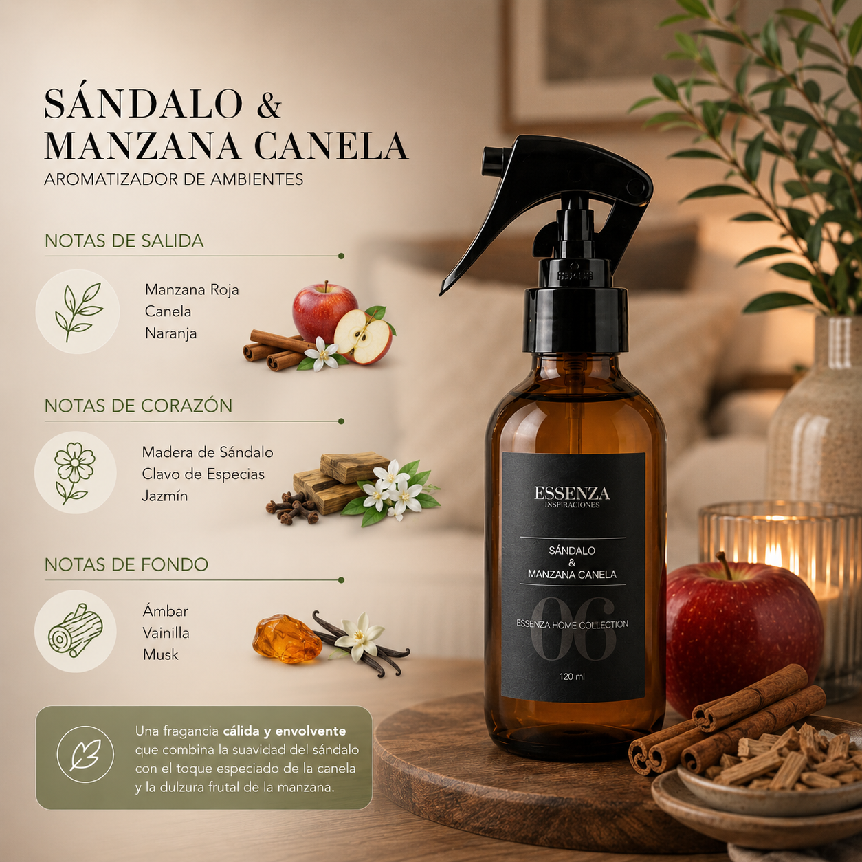 Home Spray Sándalo & Manzana Canela